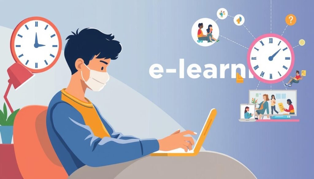Benefits of e-learning during pandemic showing flexibility and accessibility Benefits of e-learning during pandemic showing flexibility and accessibility