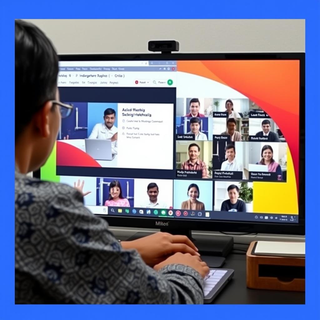 Guru menggunakan Platform Pendidikan Digital untuk mengajar siswa secara online Guru menggunakan Platform Pendidikan Digital untuk mengajar siswa secara online