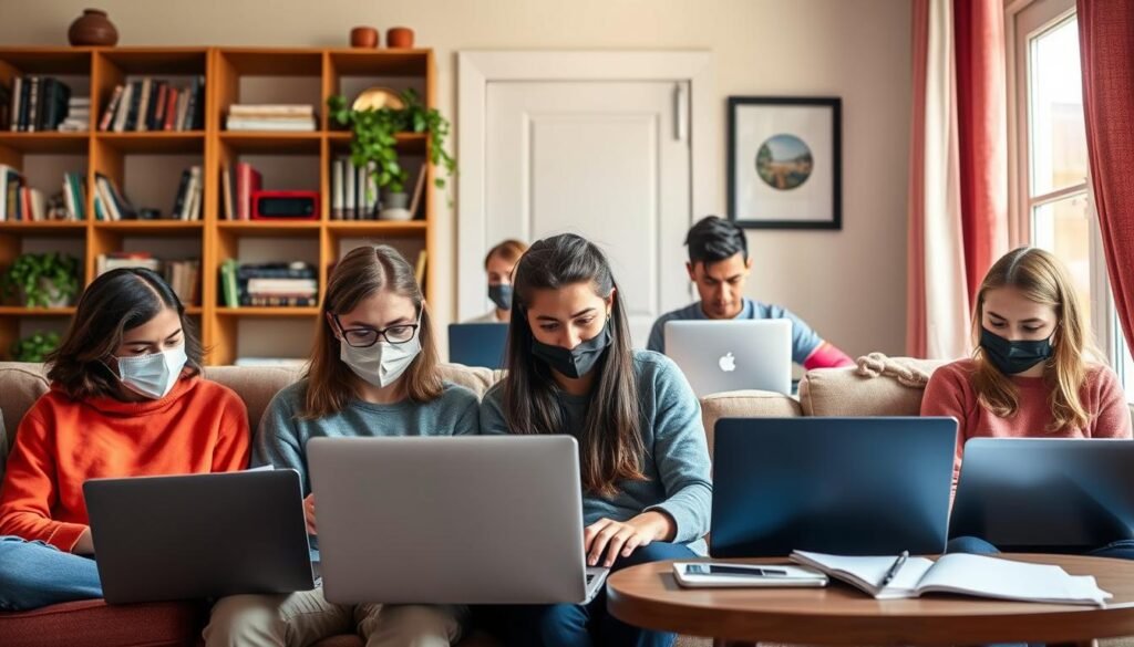 Students attending online classes during the e-learning effectiveness during pandemic period